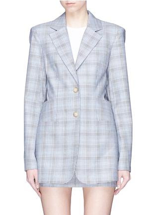 Main View - Click To Enlarge - TIBI - 'Cooper' cutout wool-silk houndstooth check plaid blazer