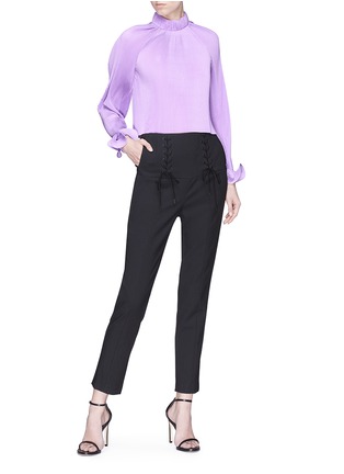Figure View - Click To Enlarge - TIBI - Ruffle cuff pleated cropped top