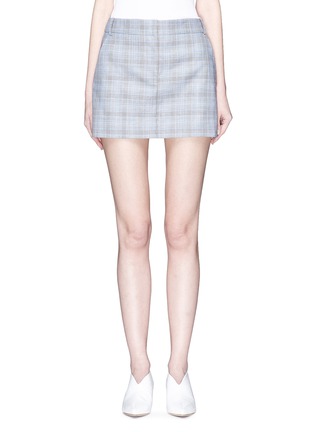 Main View - Click To Enlarge - TIBI - 'Cooper' wool-silk houndstooth check plaid mini skirt