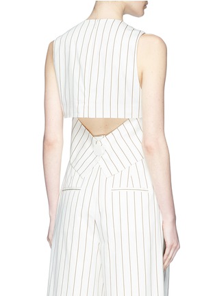 Back View - Click To Enlarge - TIBI - Cutout back pinstripe sleeveless cropped top