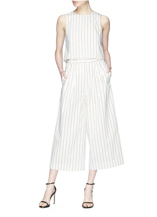 Figure View - Click To Enlarge - TIBI - Cutout back pinstripe sleeveless cropped top