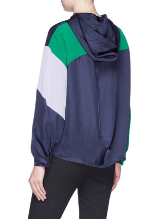 Back View - Click To Enlarge - TIBI - Colourblock half-zip hoodie