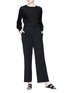 Figure View - Click To Enlarge - VINCE - Belted wide leg crepe pants