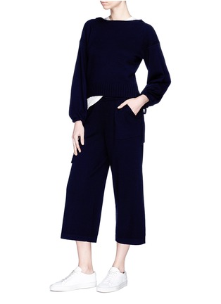 Figure View - Click To Enlarge - VINCE - Drawstring wool-cashmere knit culottes