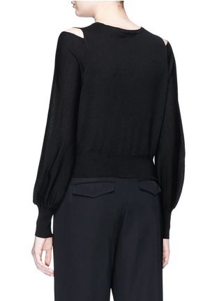 Back View - Click To Enlarge - VINCE - Cutout shoulder Merino wool sweater