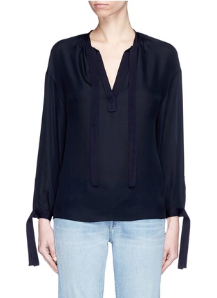 Main View - Click To Enlarge - VINCE - Tie cuff silk georgette poet blouse