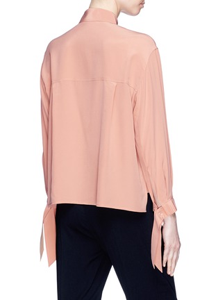 Back View - Click To Enlarge - VINCE - Tie cuff silk crepe blouse
