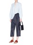 Figure View - Click To Enlarge - VINCE - Belted crossover front satin culottes