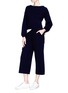 Figure View - Click To Enlarge - VINCE - Drawstring cuff wool-cashmere knit hoodie