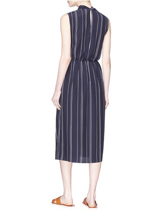 Back View - Click To Enlarge - VINCE - Cross front stripe silk dress