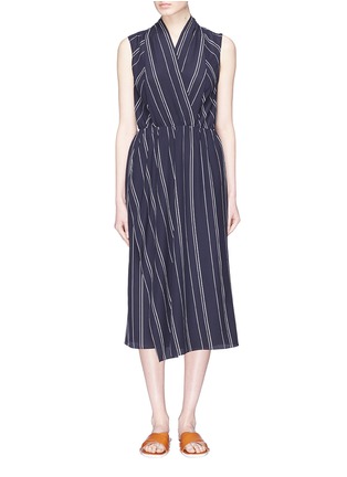 Main View - Click To Enlarge - VINCE - Cross front stripe silk dress