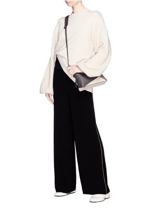 Figure View - Click To Enlarge - ELIZABETH AND JAMES - 'Ansley' stripe outseam crepe wide leg pants