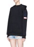 Front View - Click To Enlarge - ACNE STUDIOS - 'Fog' hanging phone patch unisex hoodie