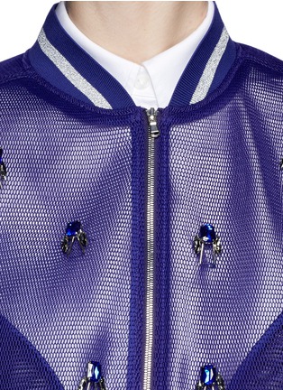 Detail View - Click To Enlarge - COMME MOI - Jewelled honeycomb mesh bomber jacket