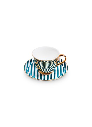 Main View - Click To Enlarge - RICHARD BRENDON - Superstripe Warp teacup and saucer set – Turquoise