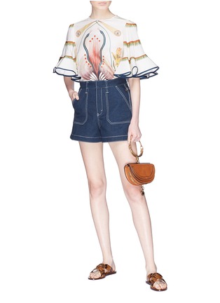 Figure View - Click To Enlarge - CHLOÉ - Contrast topstitching denim shorts