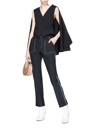 Figure View - Click To Enlarge - CHLOÉ - Contrast topstitching cropped pants