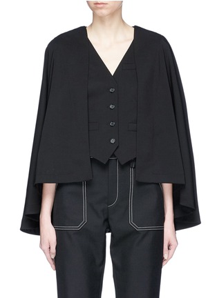Main View - Click To Enlarge - CHLOÉ - Cape overlay virgin wool suiting gilet