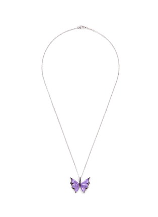 Main View - Click To Enlarge - STEPHEN WEBSTER - 'Fly By Night' diamond amethyst 18k white gold batmoth pendant necklace