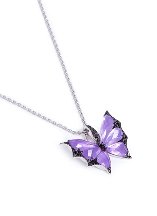 Figure View - Click To Enlarge - STEPHEN WEBSTER - 'Fly By Night' diamond amethyst 18k white gold batmoth pendant necklace