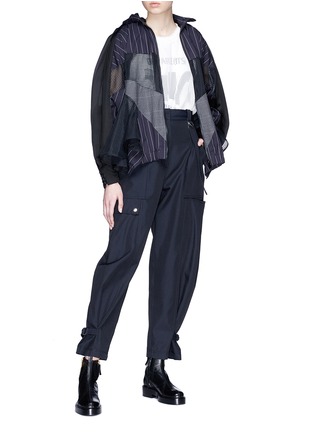Figure View - Click To Enlarge - SACAI - Mix print two-in-one jacket dress