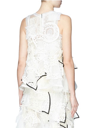 Back View - Click To Enlarge - SACAI - Crochet lace patch organdy sleeveless top