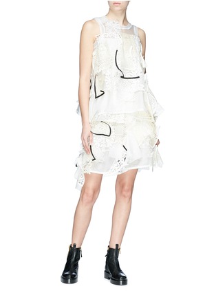 Figure View - Click To Enlarge - SACAI - Crochet lace patch organdy sleeveless top