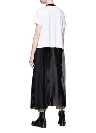 Back View - Click To Enlarge - SACAI - 'Beware It's Everywhere' T-shirt overlay pleated mesh dress