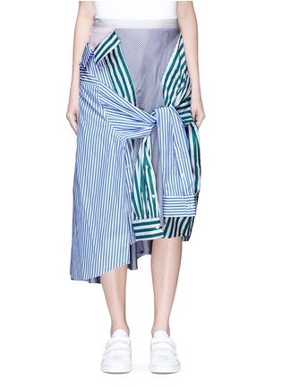 Main View - Click To Enlarge - SACAI - Sleeve tie asymmetric shirt panel skirt