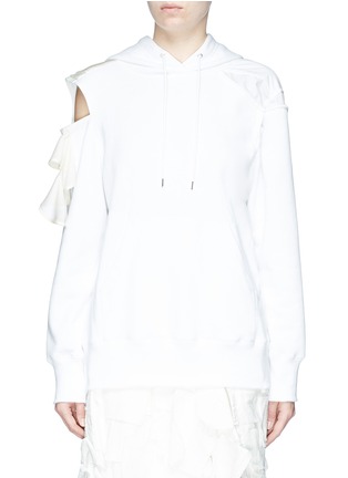 Main View - Click To Enlarge - SACAI - Asymmetric cutout shoulder oversized hoodie