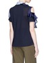 Back View - Click To Enlarge - SACAI - Ruffle cutout shoulder poplin collar T-shirt