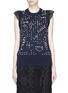 Main View - Click To Enlarge - SACAI - Mesh panel embellished cotton-cashmere knit top