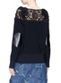 Back View - Click To Enlarge - SACAI - Elbow patch guipure lace yoke sweater
