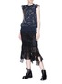 Figure View - Click To Enlarge - SACAI - Asymmetric hem guipure lace drape midi skirt