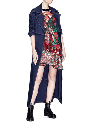 Figure View - Click To Enlarge - SACAI - Mix print panelled tiered ruffle dress