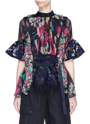 Main View - Click To Enlarge - SACAI - Belted floral print panelled blouse