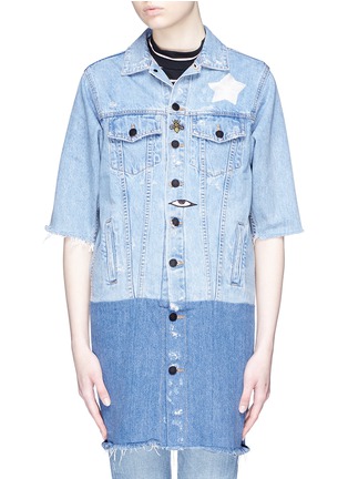 Main View - Click To Enlarge - SANDRINE ROSE - 'The Sahara' graphic embroidered denim coat