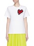 Main View - Click To Enlarge - OSCAR DE LA RENTA - Heart embellished appliqué T-shirt