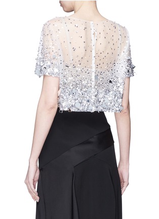 Back View - Click To Enlarge - OSCAR DE LA RENTA - Paillette cropped tulle blouse
