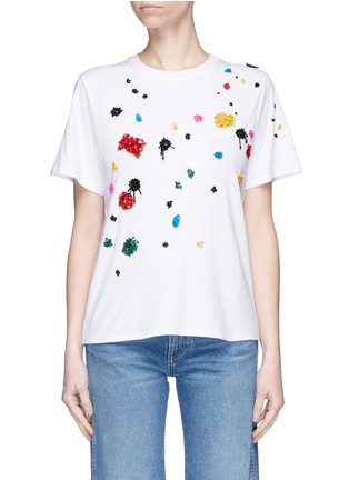 Main View - Click To Enlarge - OSCAR DE LA RENTA - Paint embellished appliqué T-shirt