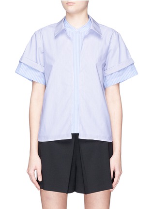 Main View - Click To Enlarge - T BY ALEXANDER WANG - Mix stripe layered poplin top