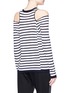 Back View - Click To Enlarge - T BY ALEXANDER WANG - 'Wash & Go' stripe cold shoulder long sleeve top