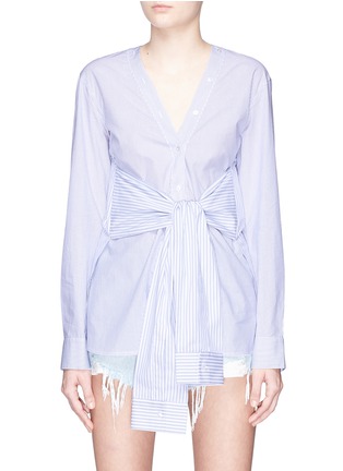 Main View - Click To Enlarge - T BY ALEXANDER WANG - Sleeve tie front mix stripe shirt