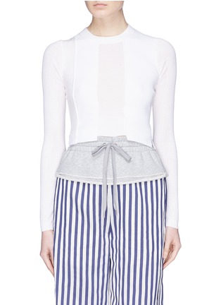 Main View - Click To Enlarge - T BY ALEXANDER WANG - Panelled Merino wool cropped sweater