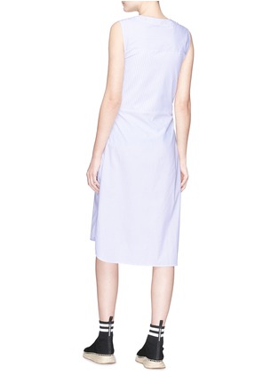 Back View - Click To Enlarge - T BY ALEXANDER WANG - Sleeve tie front mix stripe sleeveless poplin dress