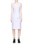 Main View - Click To Enlarge - T BY ALEXANDER WANG - Sleeve tie front mix stripe sleeveless poplin dress