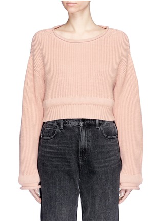 Main View - Click To Enlarge - T BY ALEXANDER WANG - Wide neck chunky trim cropped sweater
