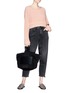 Figure View - Click To Enlarge - T BY ALEXANDER WANG - Wide neck chunky trim cropped sweater