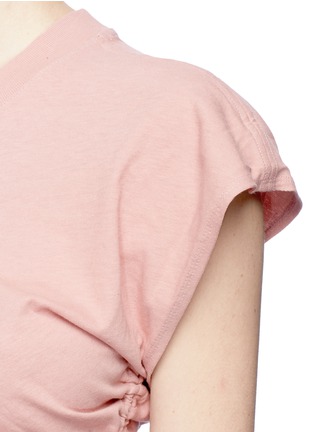 Detail View - Click To Enlarge - T BY ALEXANDER WANG - Drawstring outseam button rolled sleeve mini dress