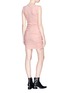 Back View - Click To Enlarge - T BY ALEXANDER WANG - Drawstring outseam button rolled sleeve mini dress